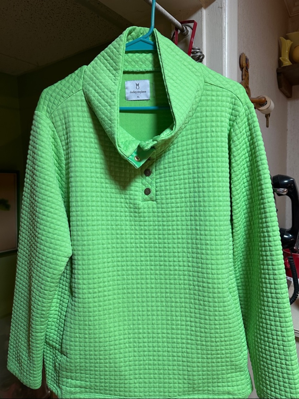 Dudley Stephens Neon Lime Quilted Pullover Tunic